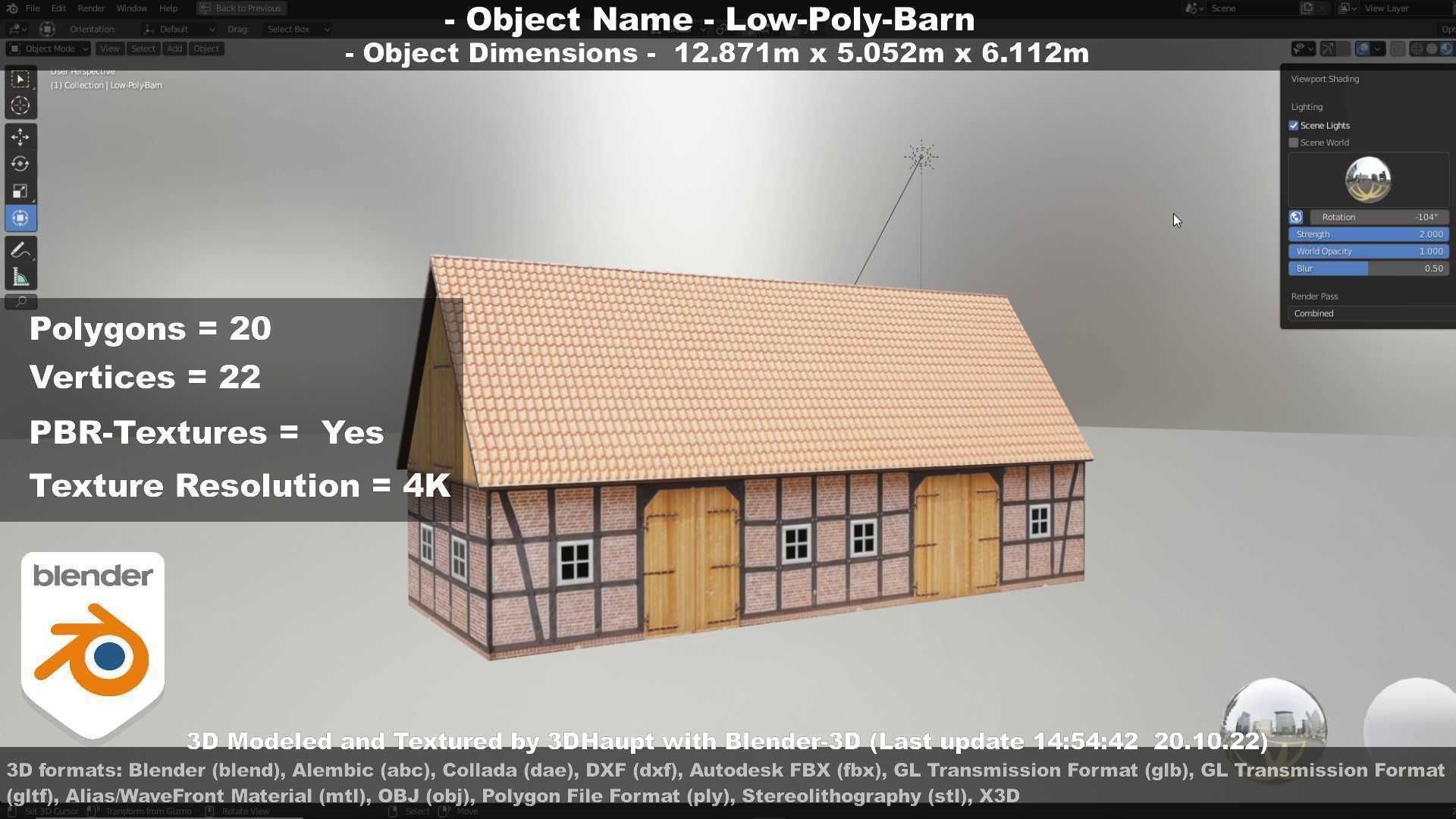 Half-Timbered Barn Low-poly 3D model_46