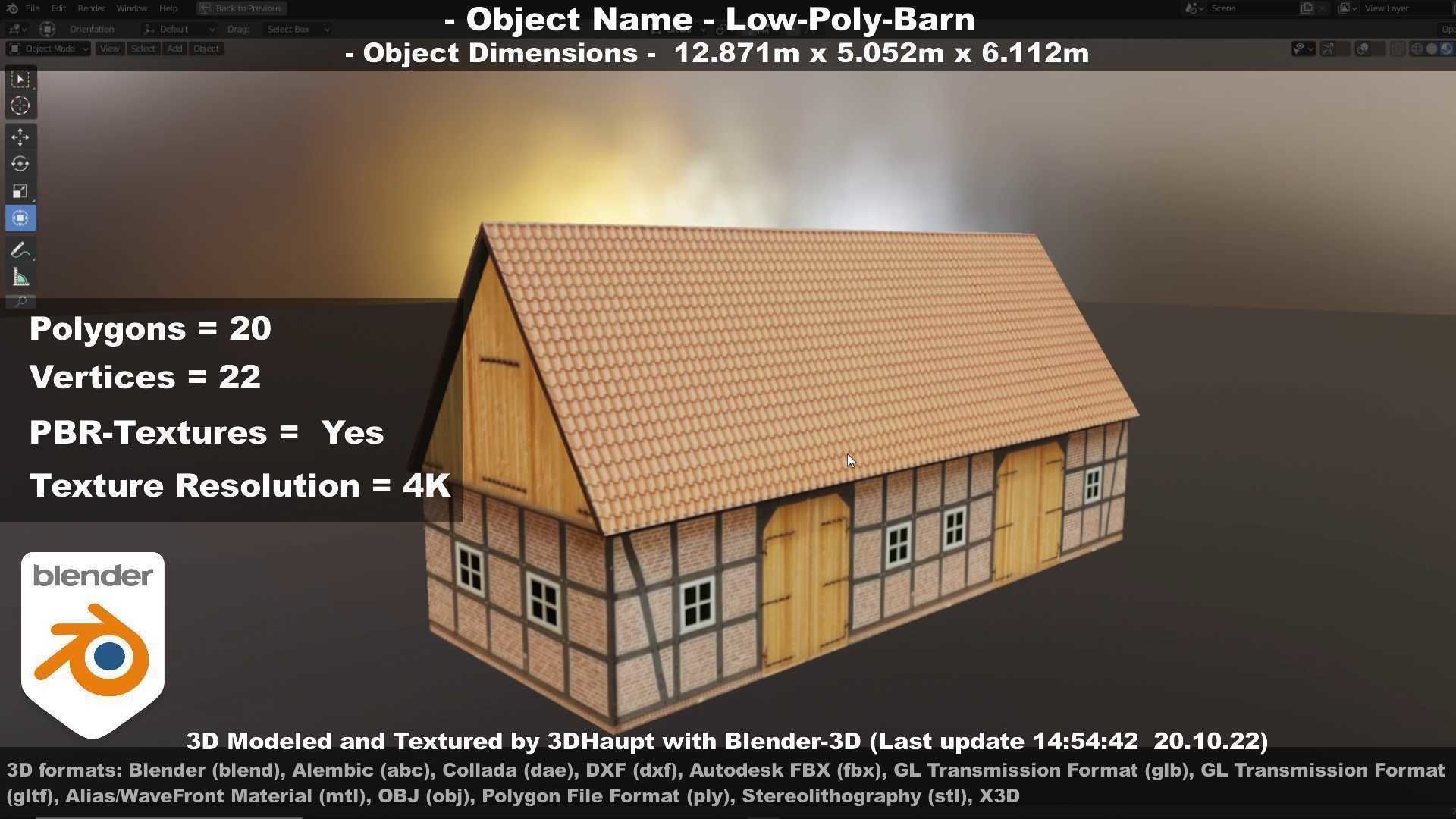 Half-Timbered Barn Low-poly 3D model_100
