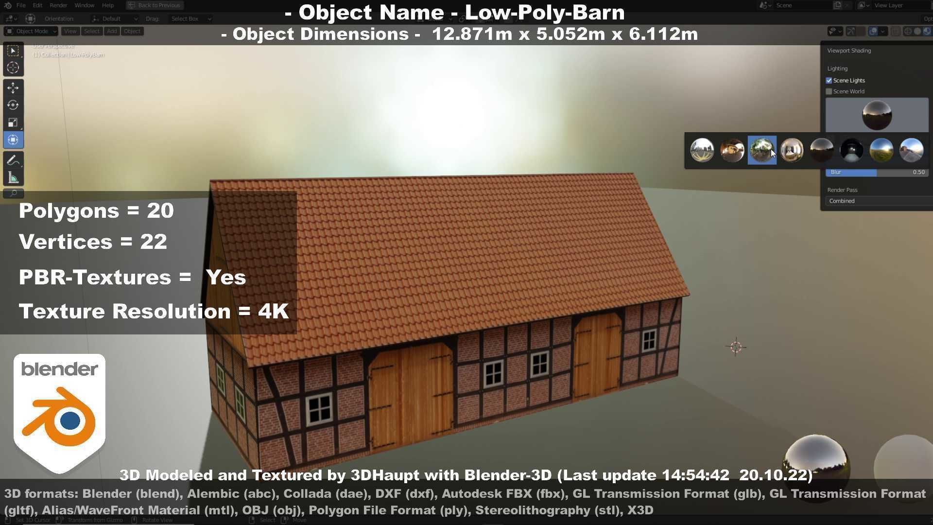 Half-Timbered Barn Low-poly 3D model_127