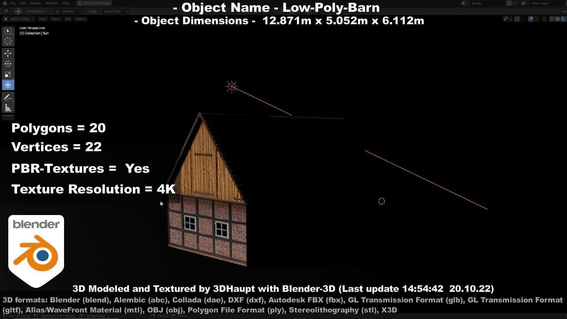 Half-Timbered Barn Low-poly 3D model_66