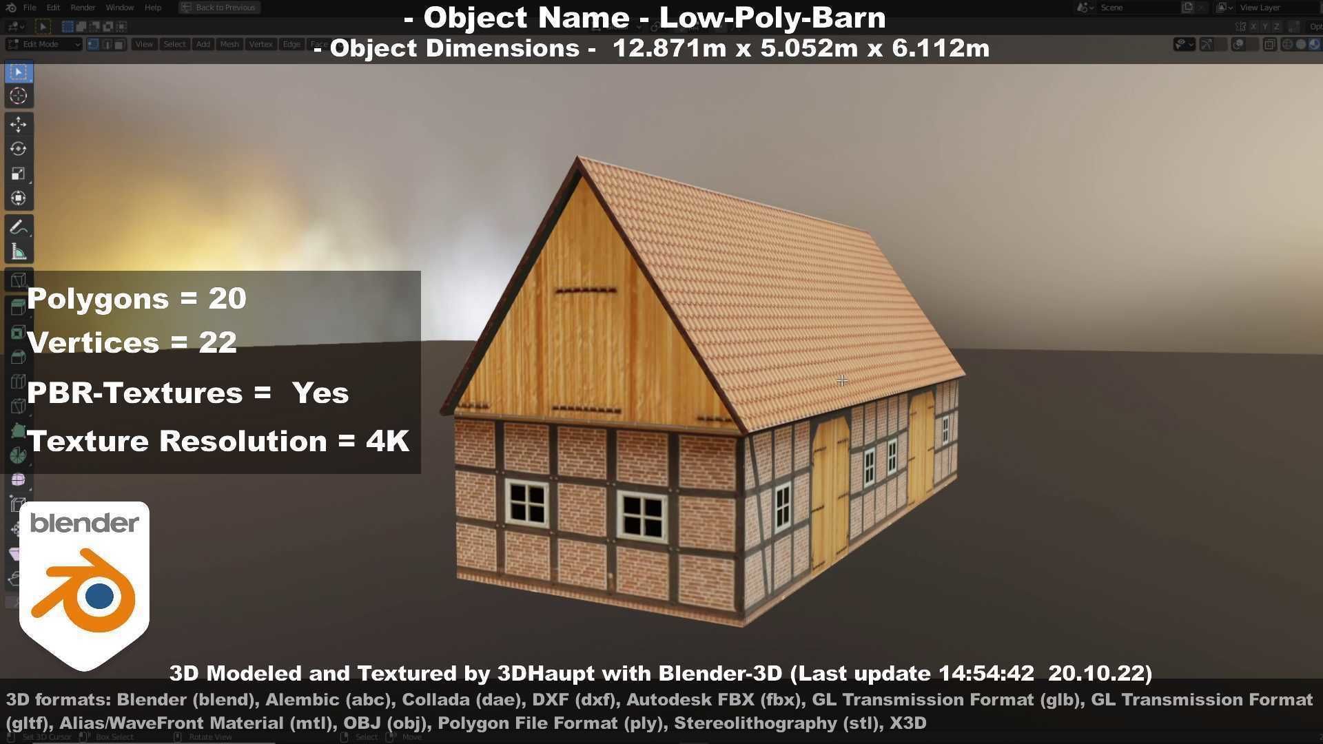 Half-Timbered Barn Low-poly 3D model_95