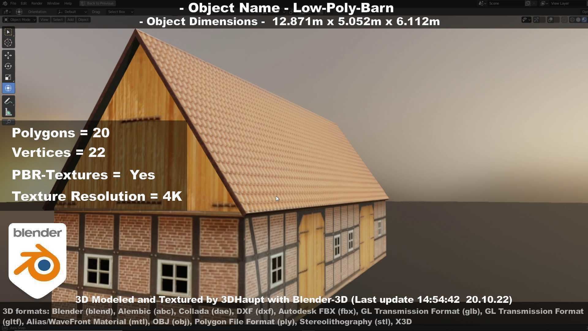Half-Timbered Barn Low-poly 3D model_18
