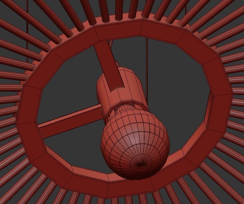 GALAXy pendant light with wooden sticks hanging from ceiling 3D model_3