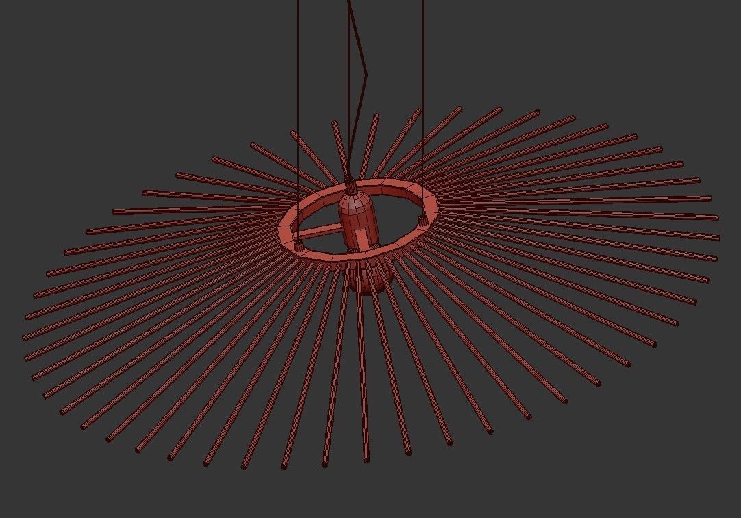 GALAXy pendant light with wooden sticks hanging from ceiling 3D model_1