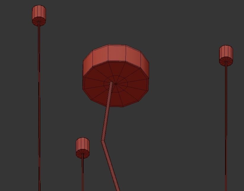 GALAXy pendant light with wooden sticks hanging from ceiling 3D model_2