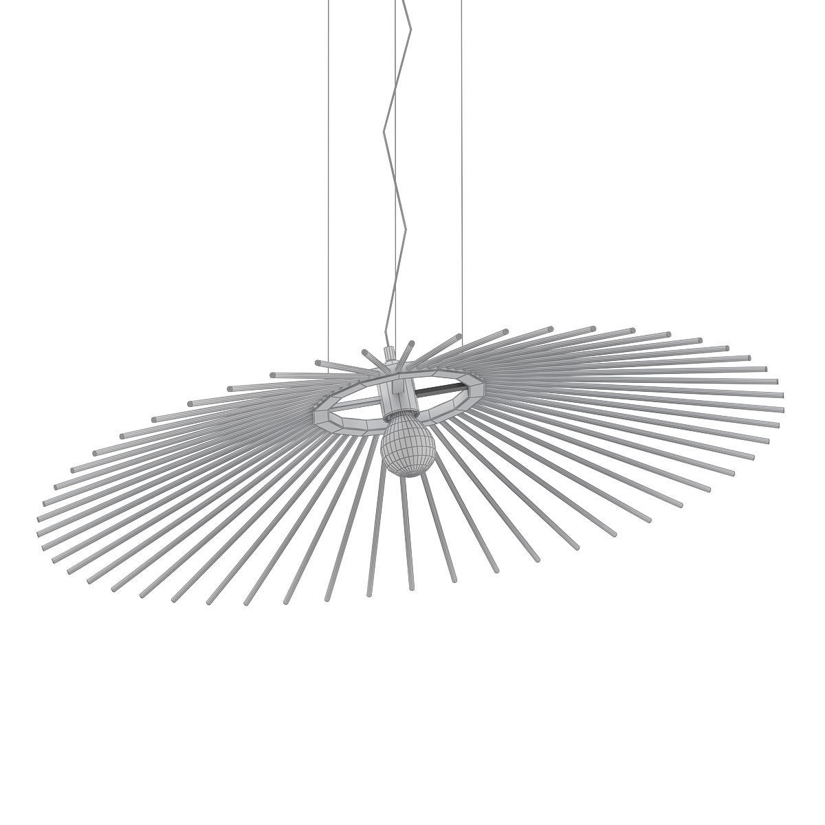 GALAXy pendant light with wooden sticks hanging from ceiling 3D model_4