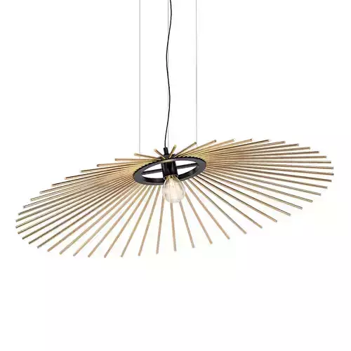 GALAXy pendant light with wooden sticks hanging from ceiling