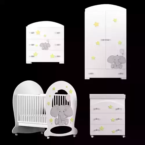 Children furniture set Baby white crib