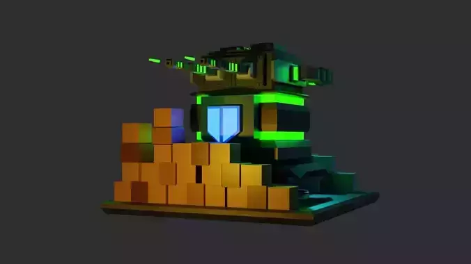 Laser turret for game  Free low-poly 3D model