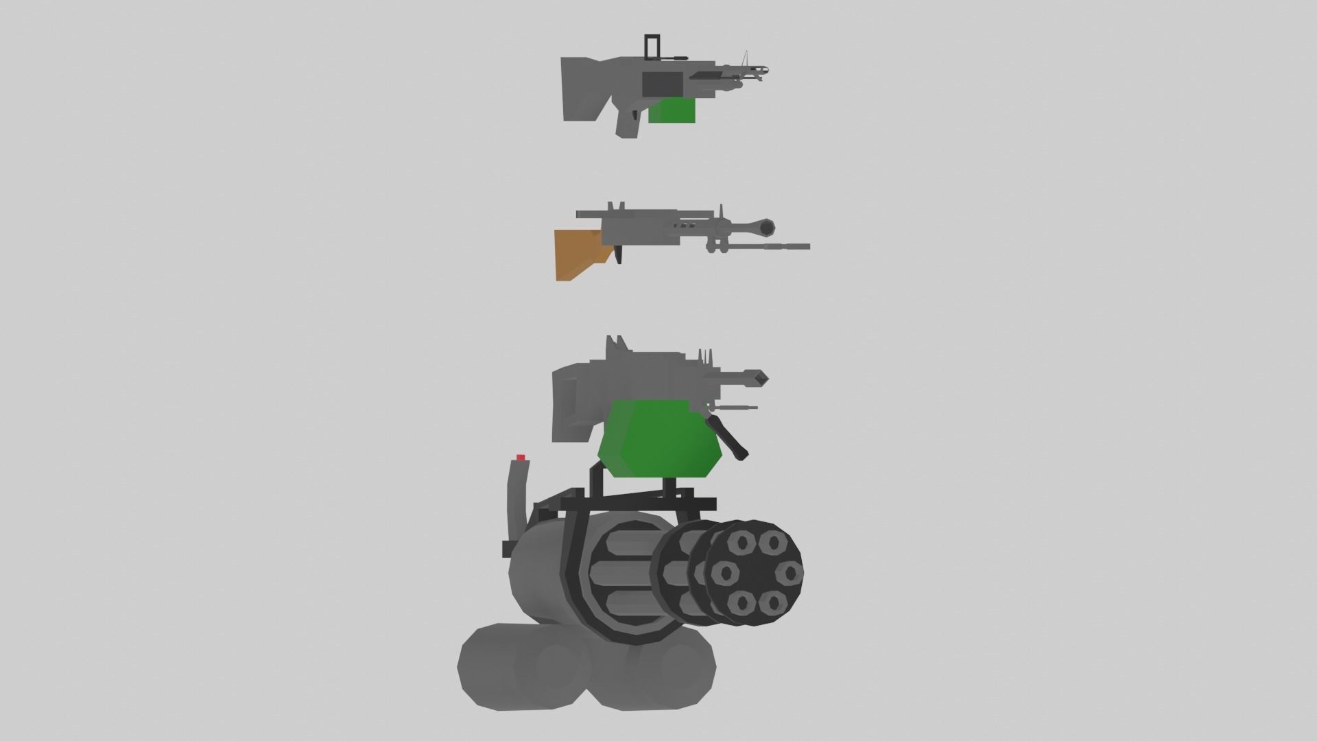 Low-poly pack machine guns Low-poly 3D model_2