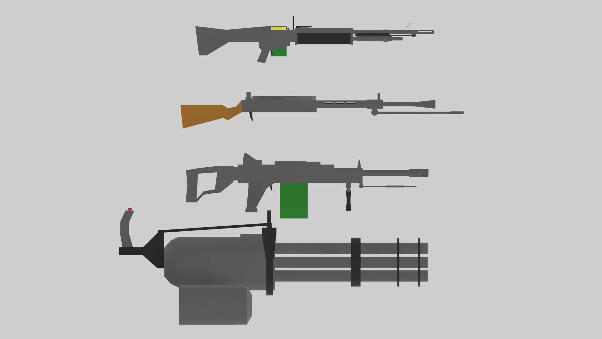 Low-poly pack machine guns Low-poly 3D model_0