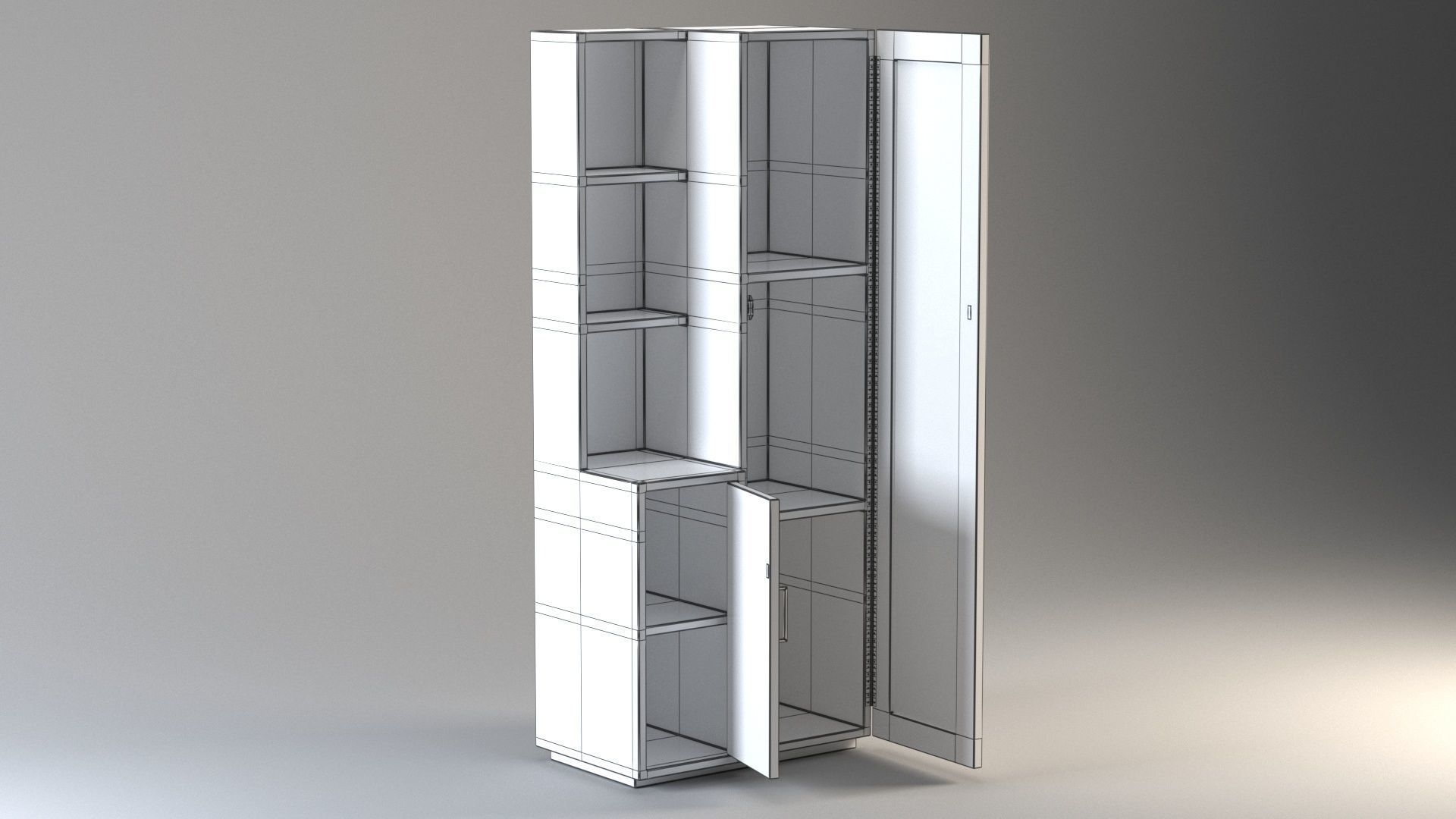 Wardrobe with Mirror 3D model_9