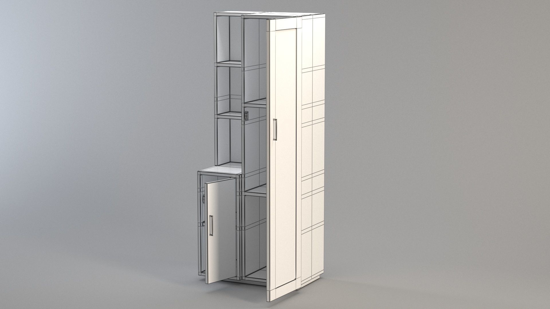 Wardrobe with Mirror 3D model_10