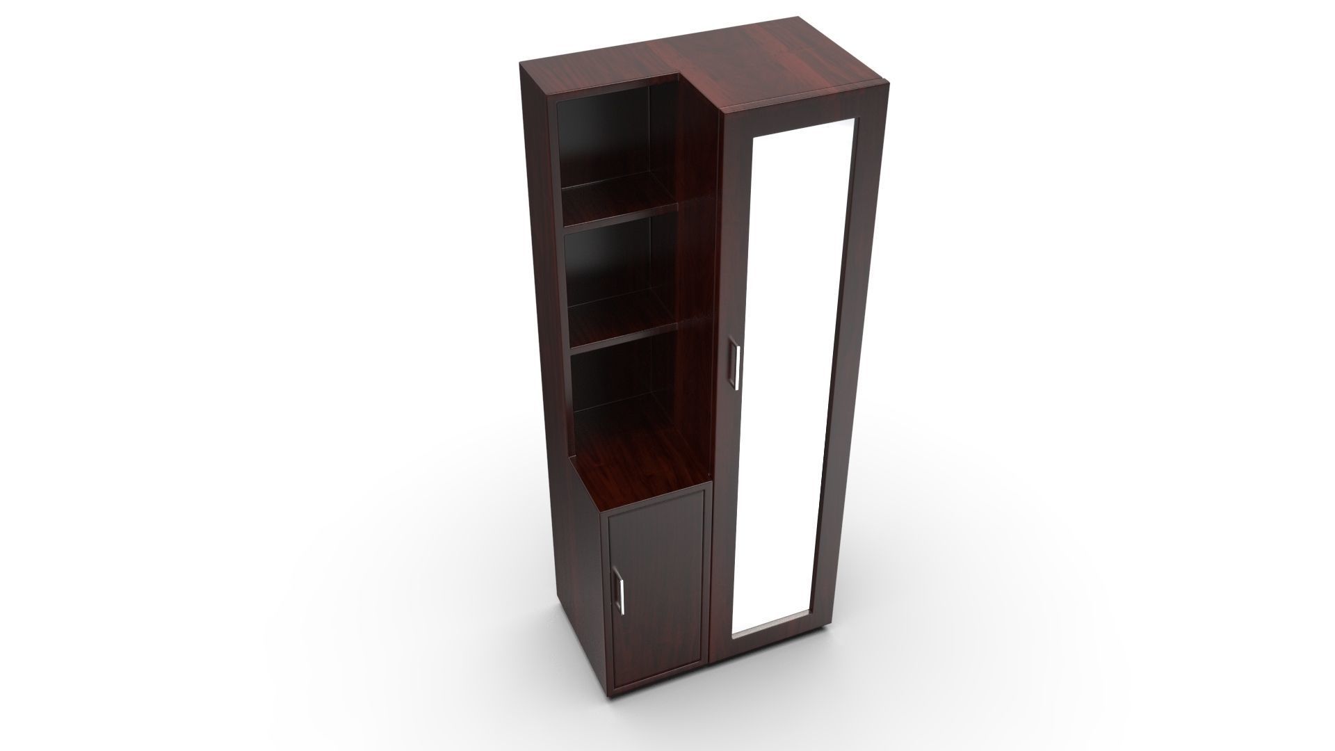 Wardrobe with Mirror 3D model_7