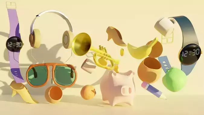 Basic 3D Object Floating 3D Model - Low Poly