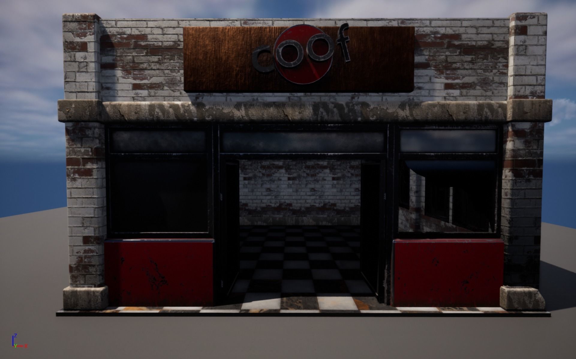 coffee shop Low-poly 3D model_1