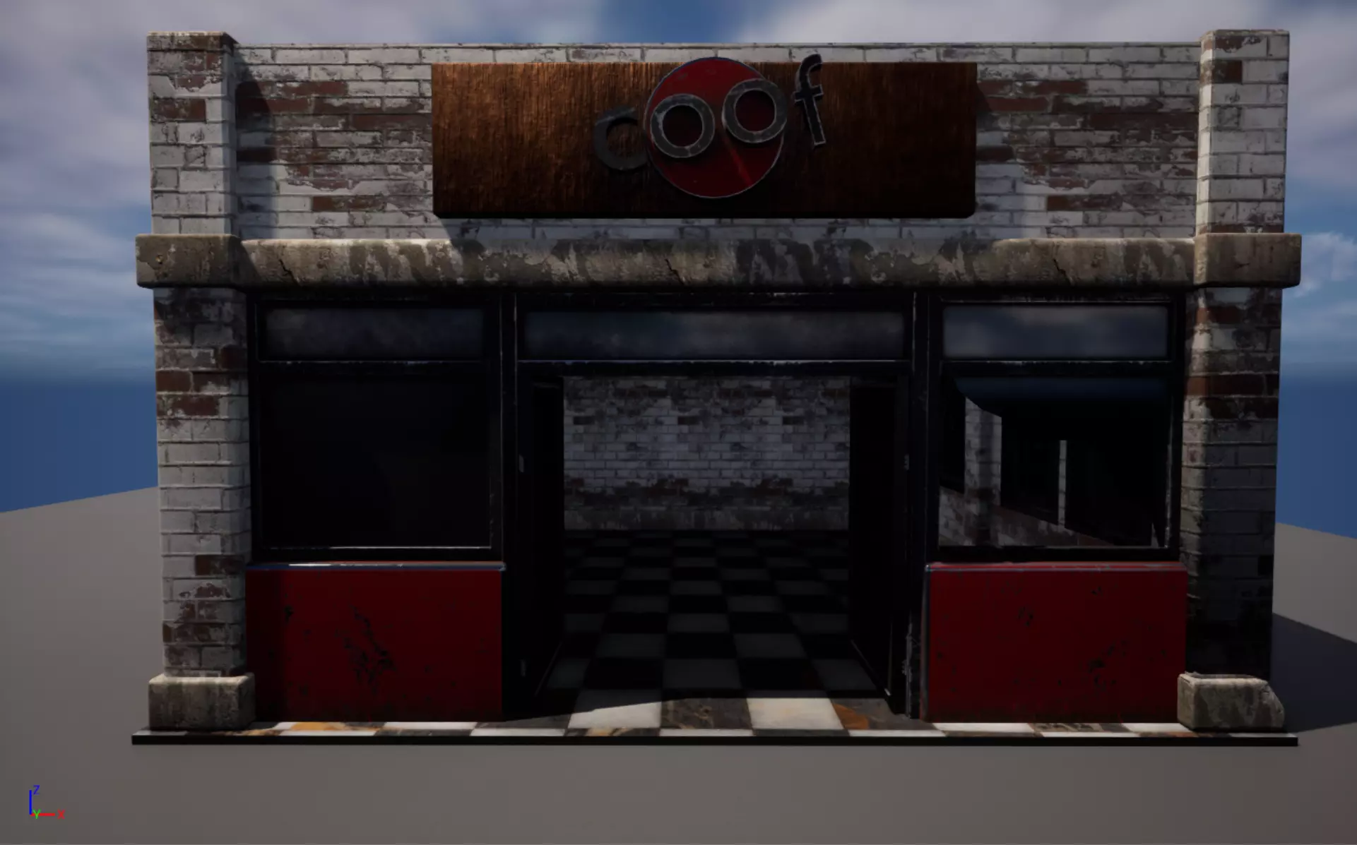 coffee shop Low-poly 3D model_0