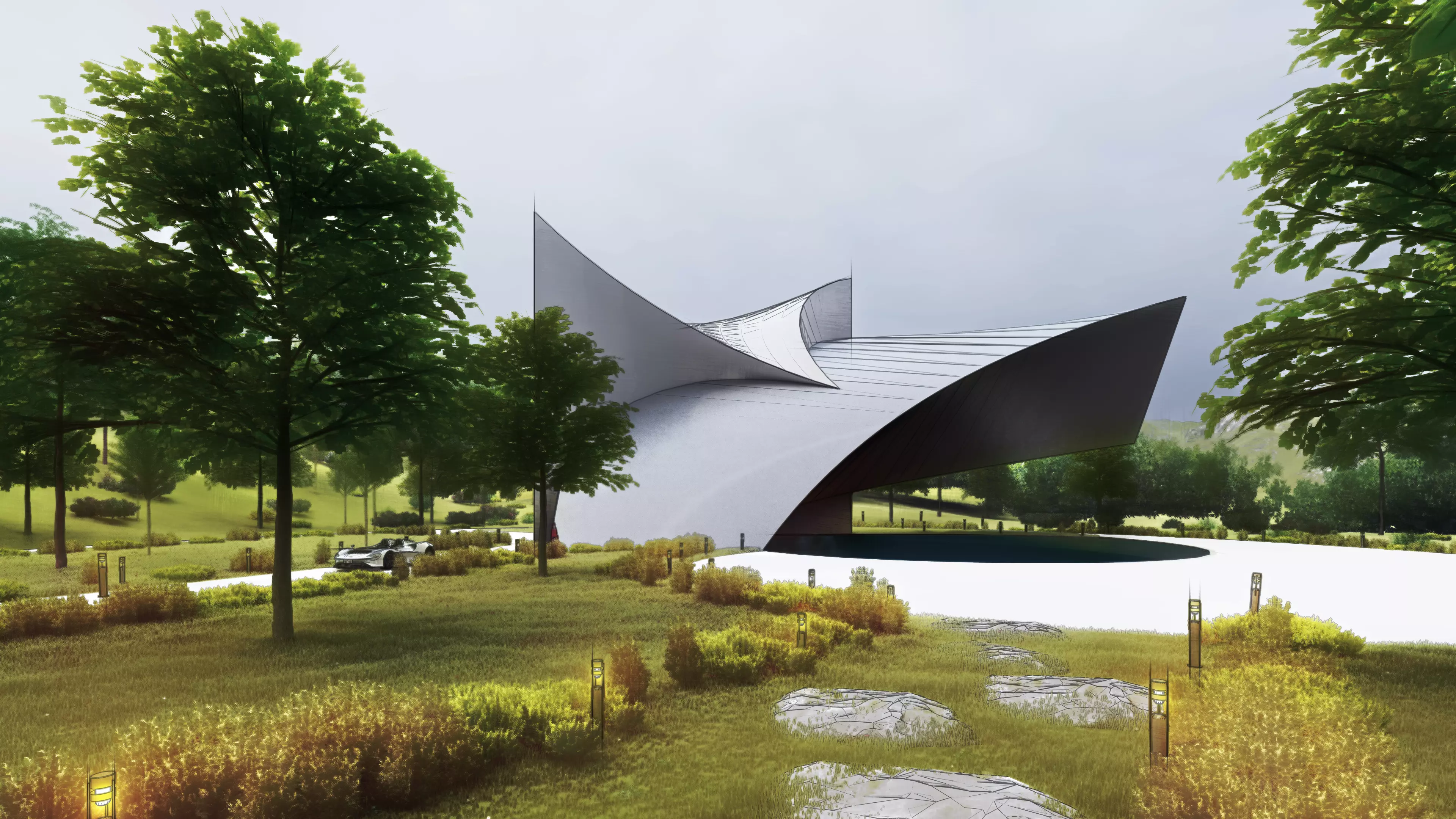 Metaverse House Modern House Low Poly Futuristic House Design Low-poly 3D model_0