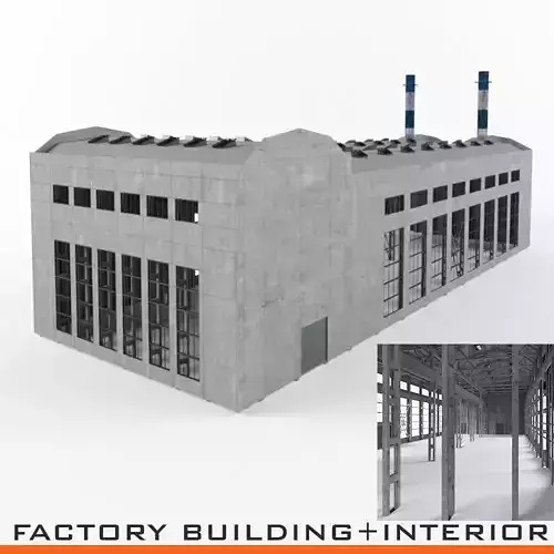 Industrial Factory building exterior and interior high quality 3D model