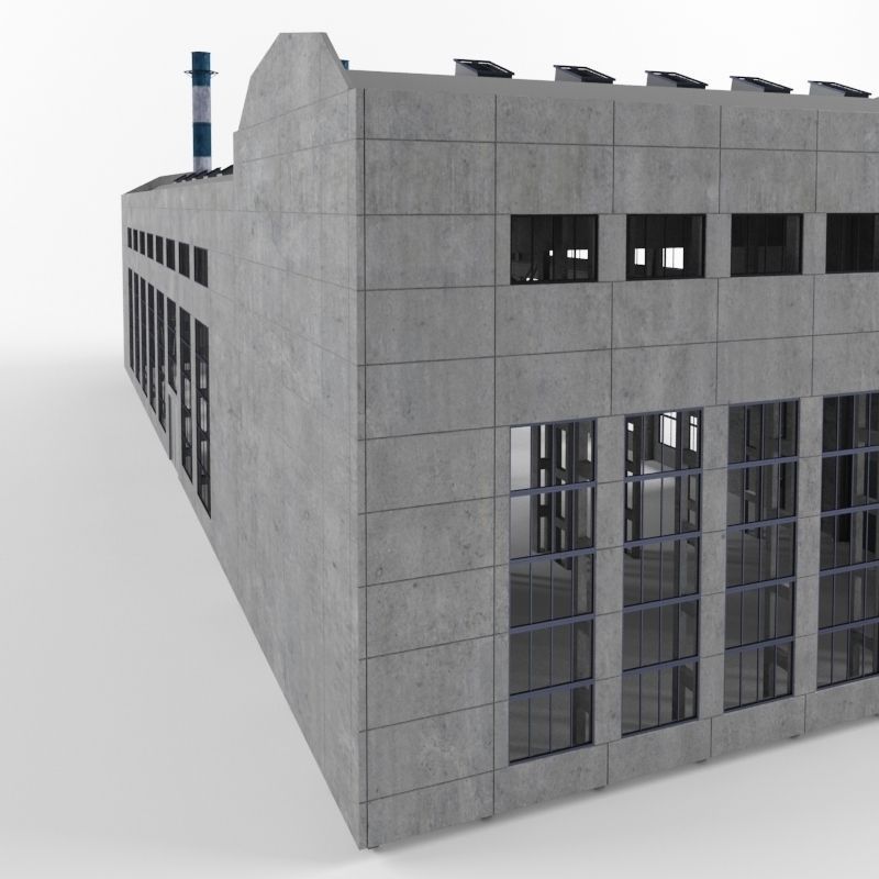 Industrial Factory building exterior and interior high quality 3D model_5