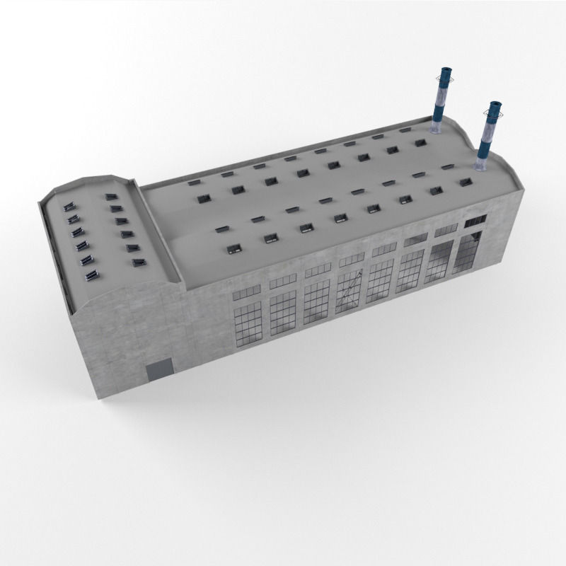 Industrial Factory building exterior and interior high quality 3D model_4
