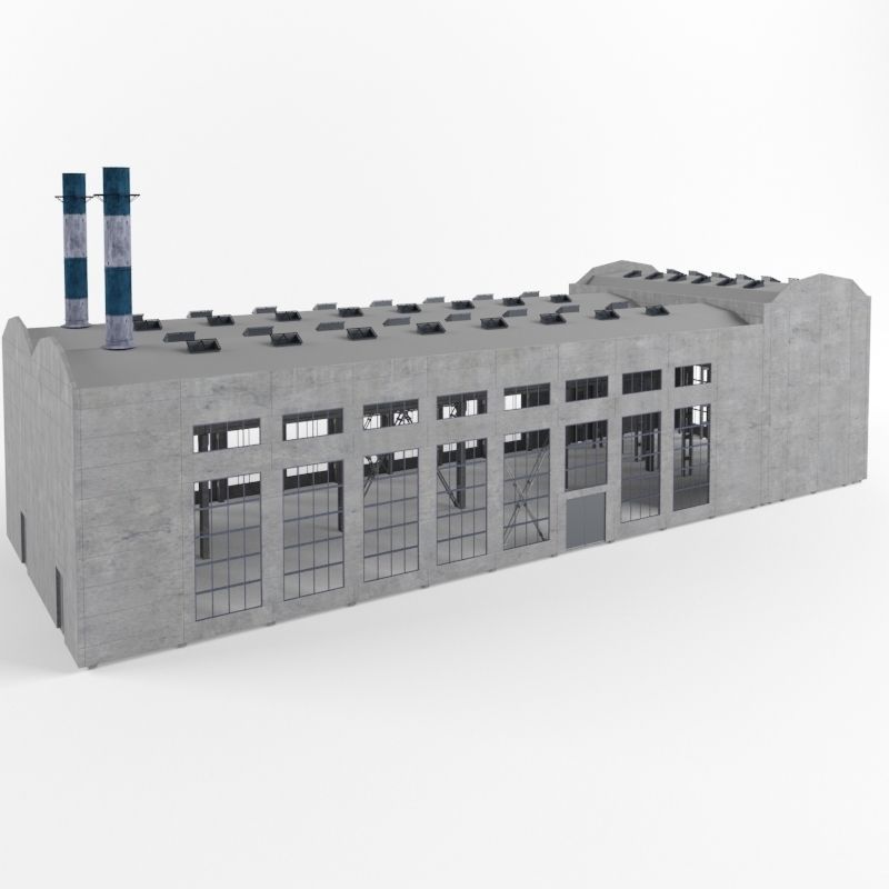 Industrial Factory building exterior and interior high quality 3D model_1
