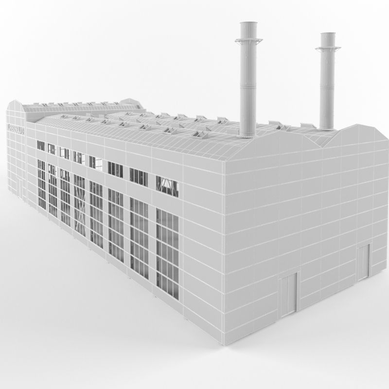 Industrial Factory building exterior and interior high quality 3D model_7