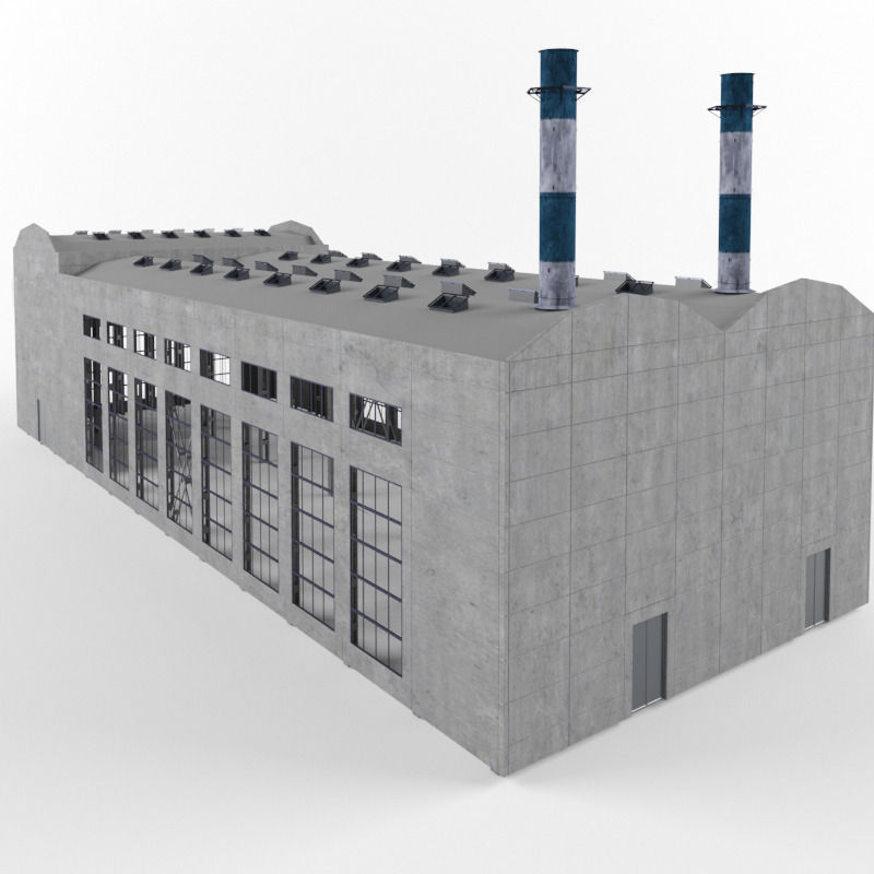 Industrial Factory building exterior and interior high quality 3D model_6