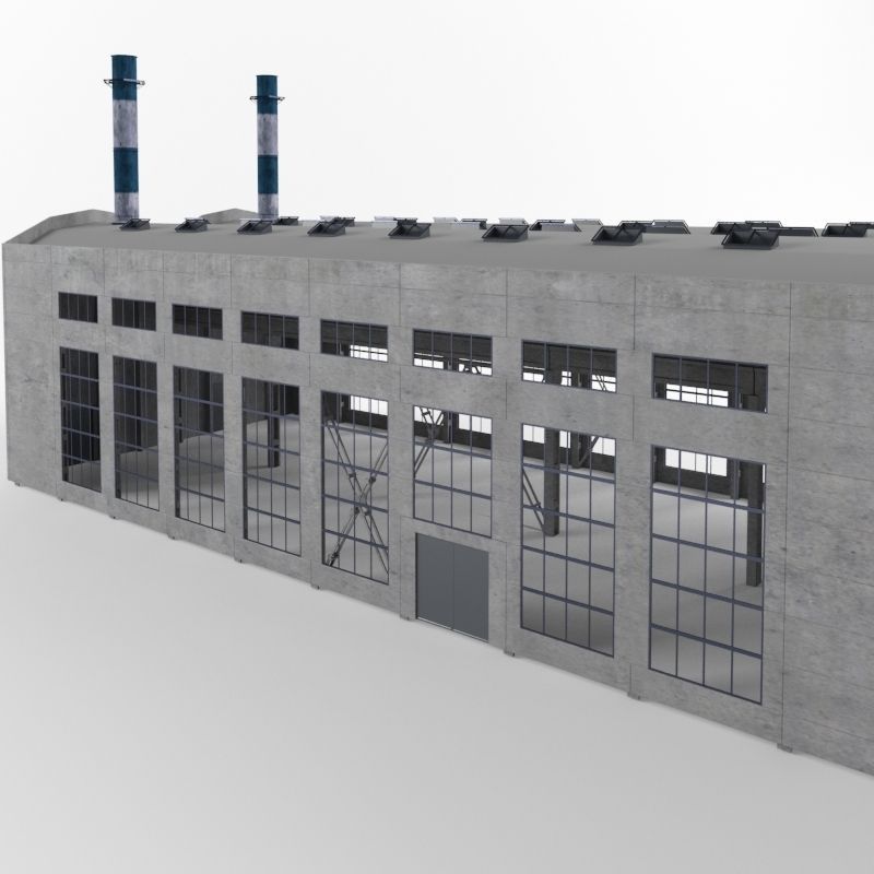Industrial Factory building exterior and interior high quality 3D model_3