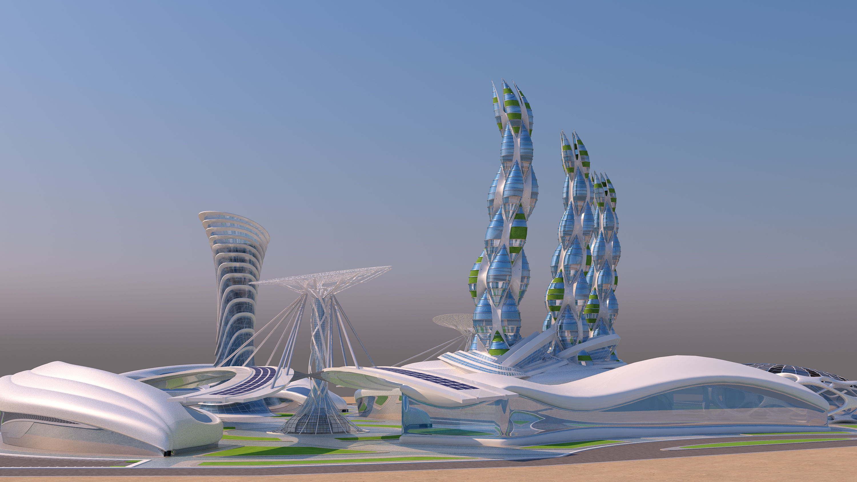 0015 - Futuristic City - 2021 - 03 - 2Ds Plans - 3Ds Files 3D model_1