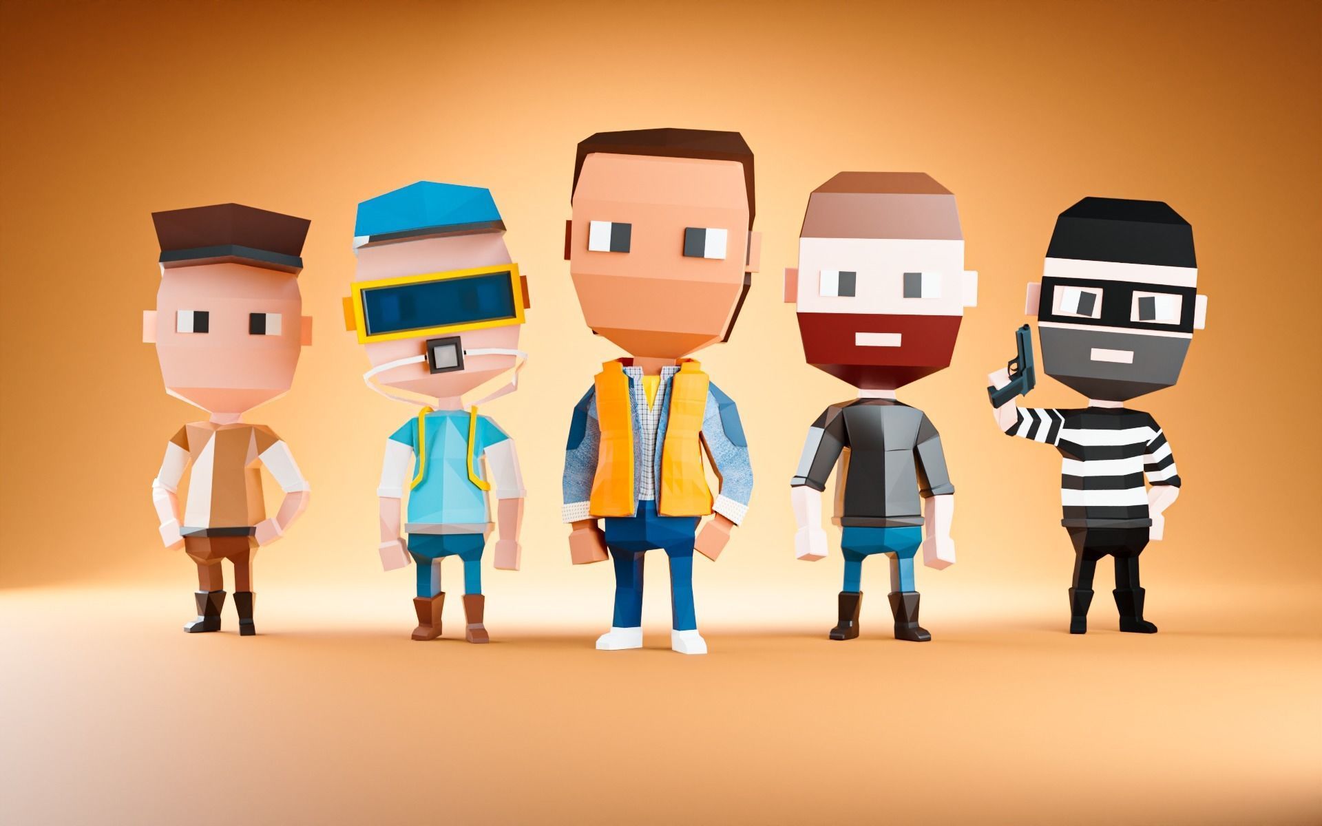 3D Rigged and Animated Characters Pack of 5 Low-poly 3D model_27