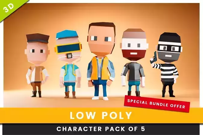3D Rigged and Animated Characters Pack of 5