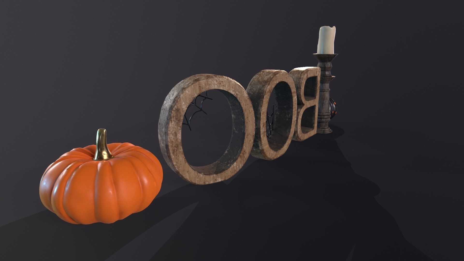 Halloween props - Decoration set Low-poly 3D model_8