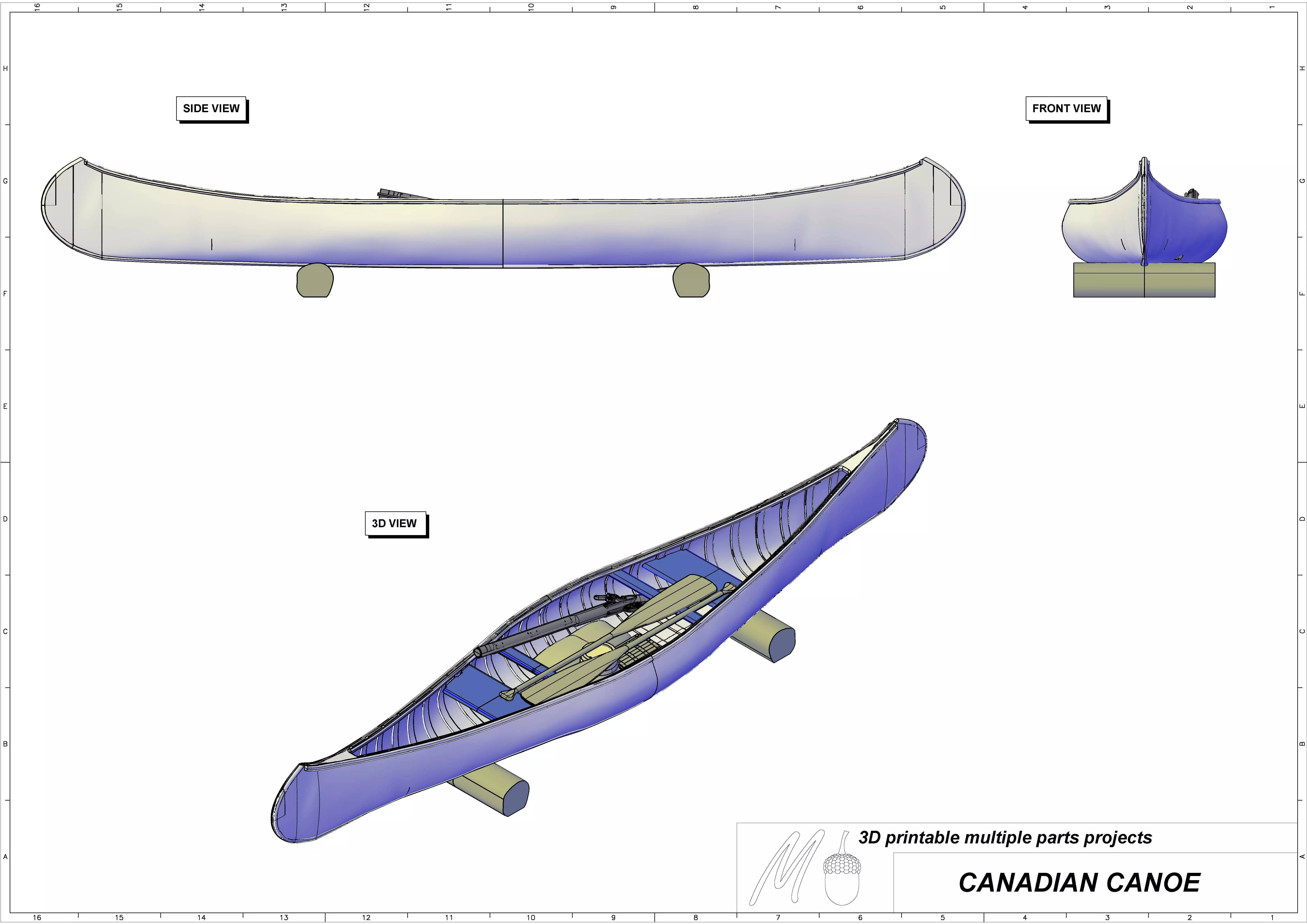 canadian canoe 3D print model_0