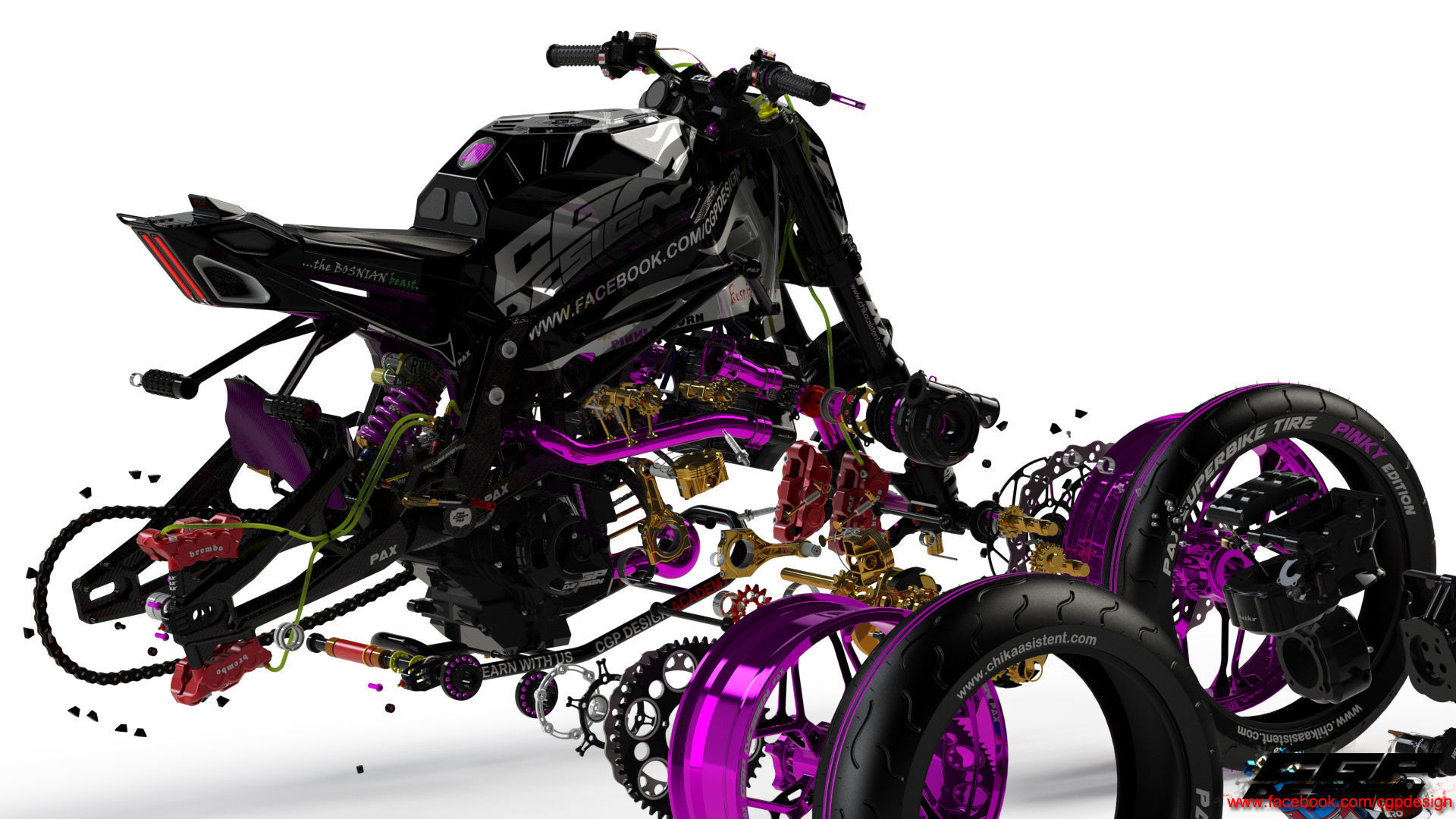 PINK RACE BIKE 3D model_43