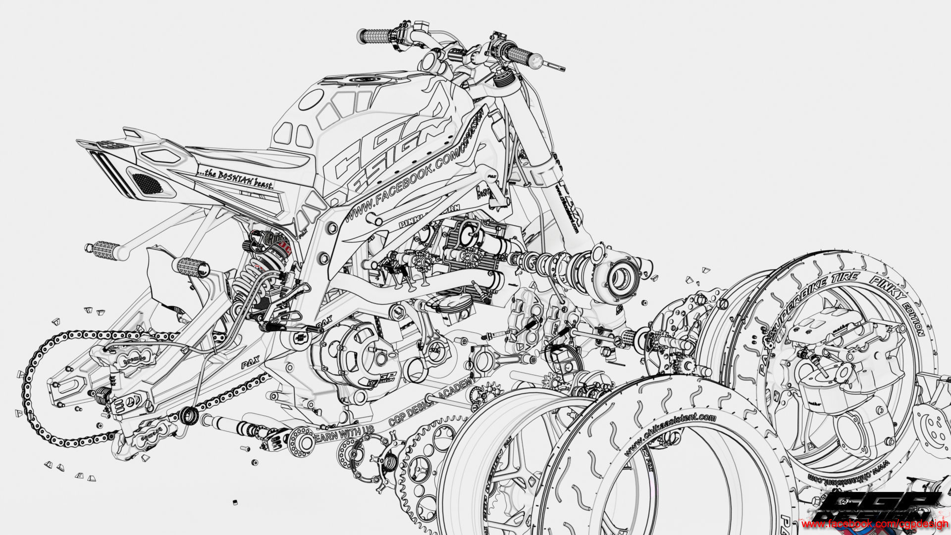 PINK RACE BIKE 3D model_16