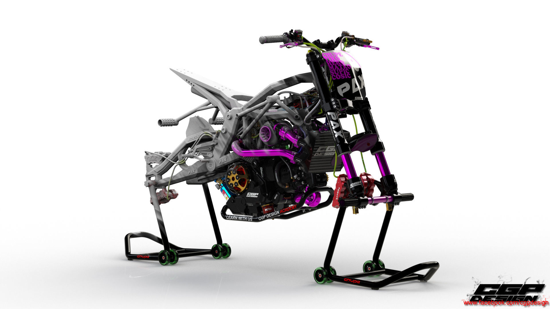 PINK RACE BIKE 3D model_3