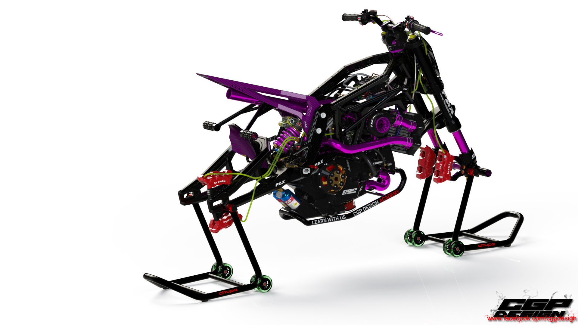 PINK RACE BIKE 3D model_1