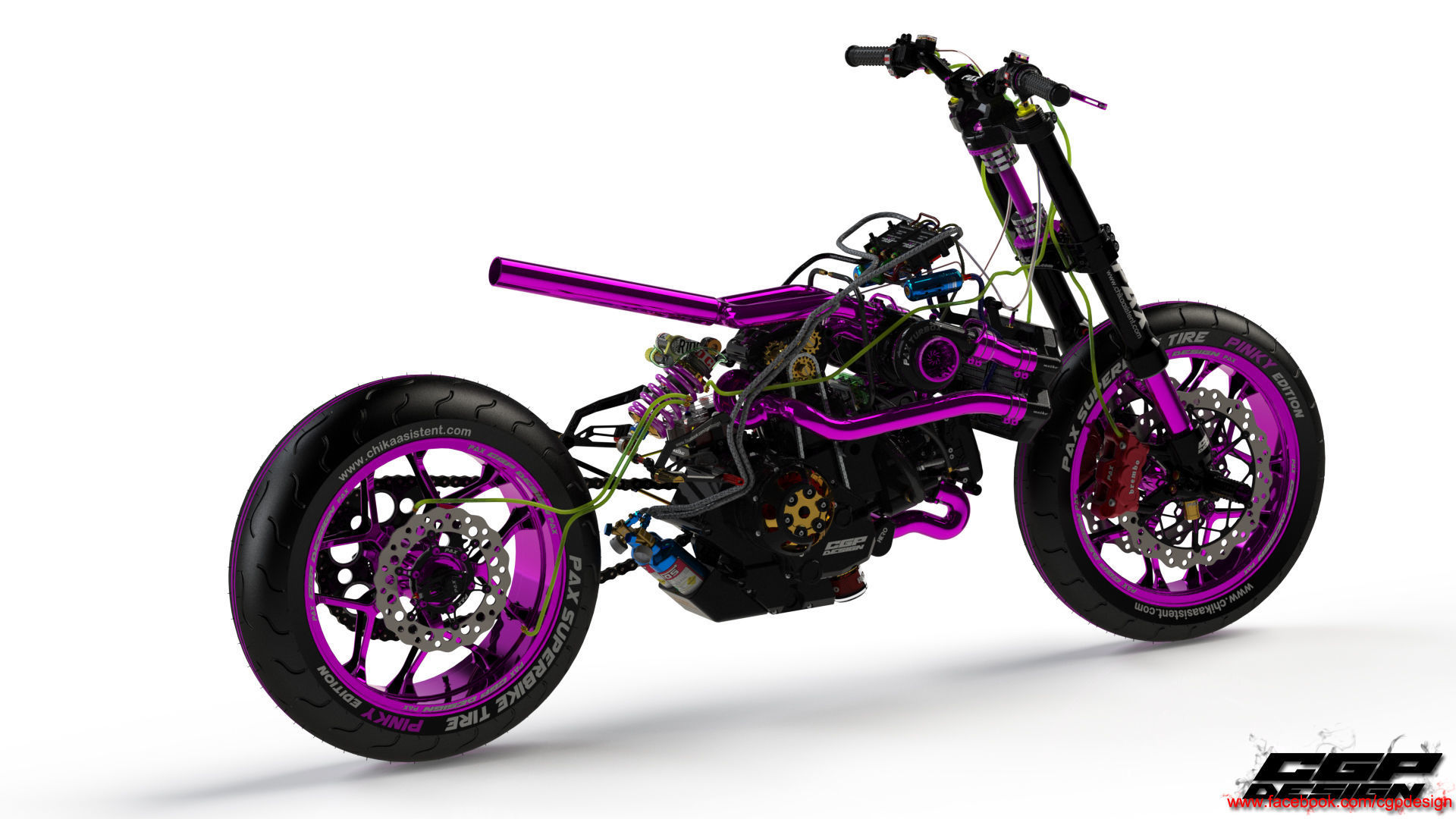 PINK RACE BIKE 3D model_4