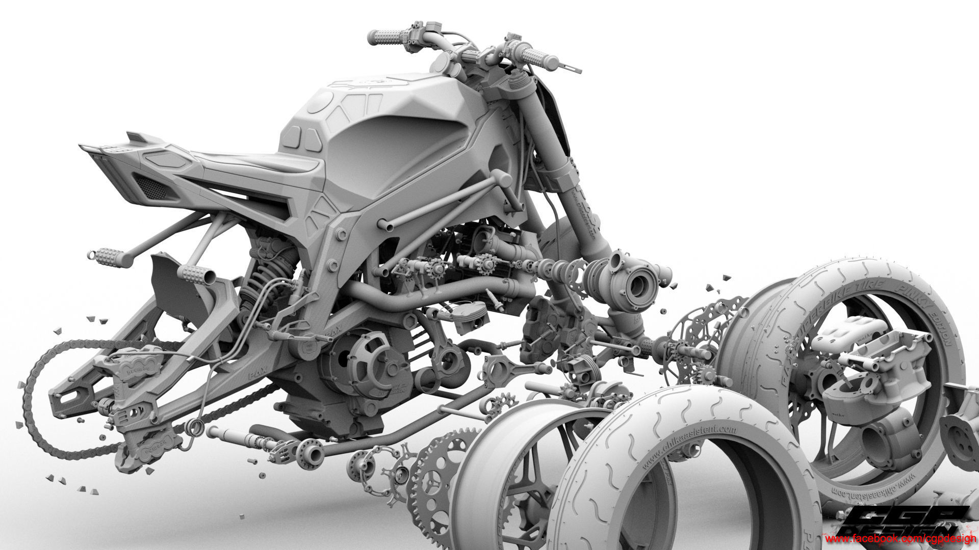 PINK RACE BIKE 3D model_26
