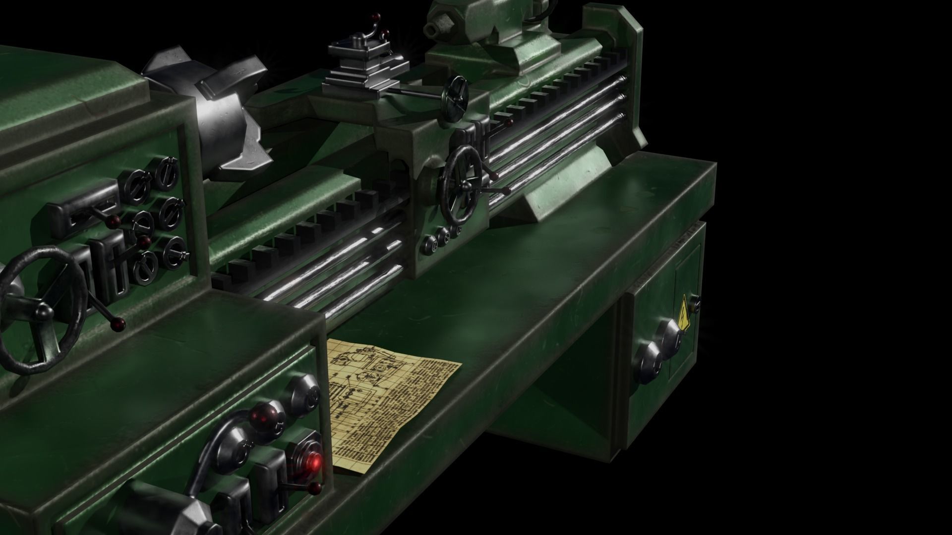 Game model of the Old Lathe Free low-poly 3D model_2