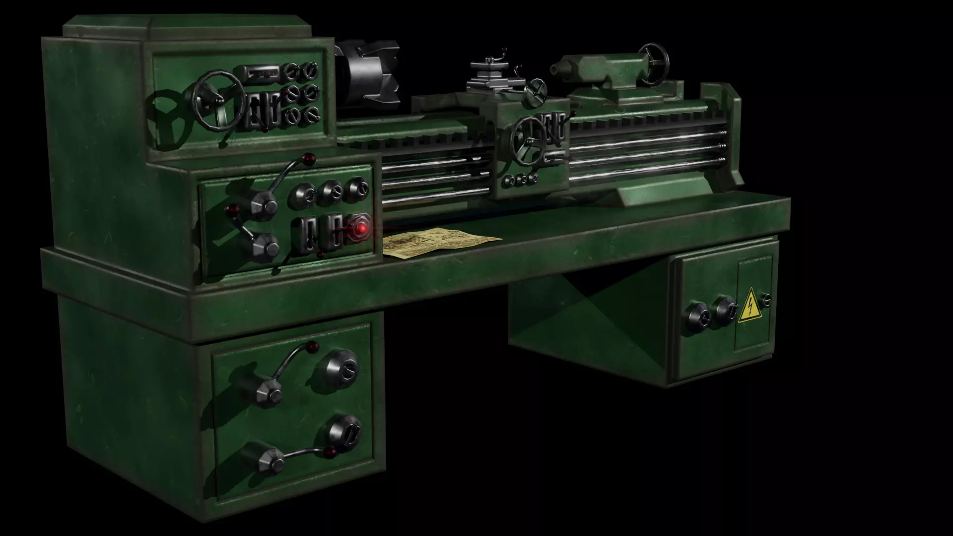 Game model of the Old Lathe Free low-poly 3D model_0