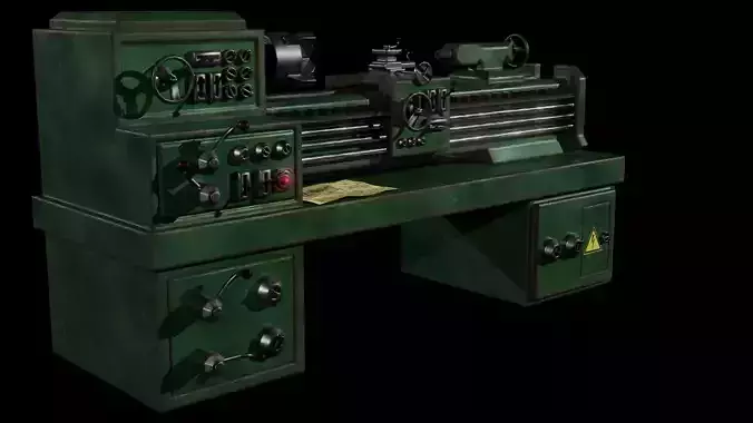 Game model of the Old Lathe Free low-poly 3D model