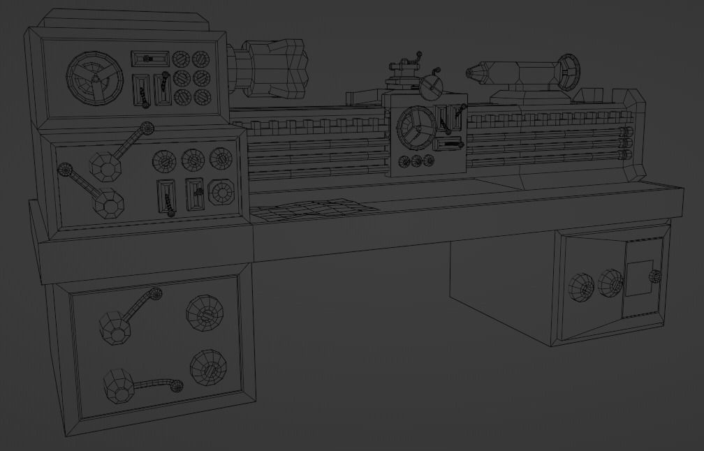 Game model of the Old Lathe Free low-poly 3D model_5