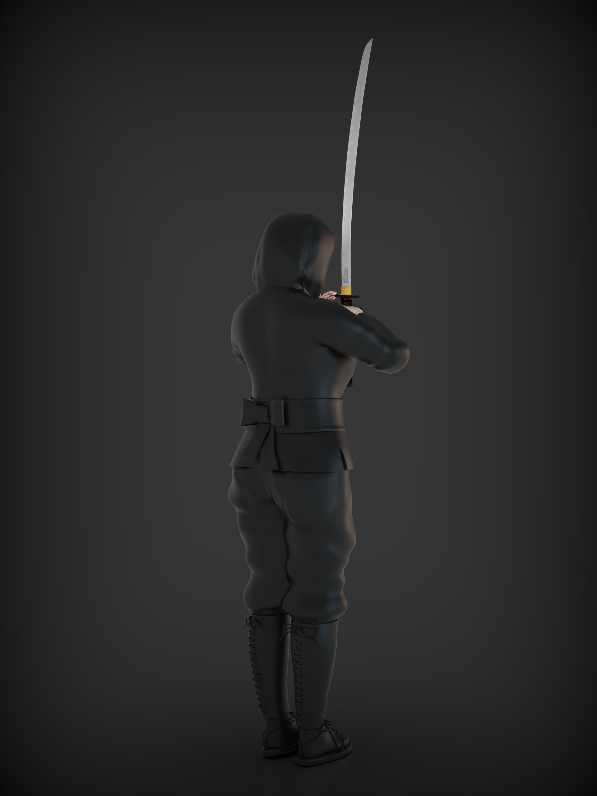 NINJA WOMEN WITH KATANA 3D model_7