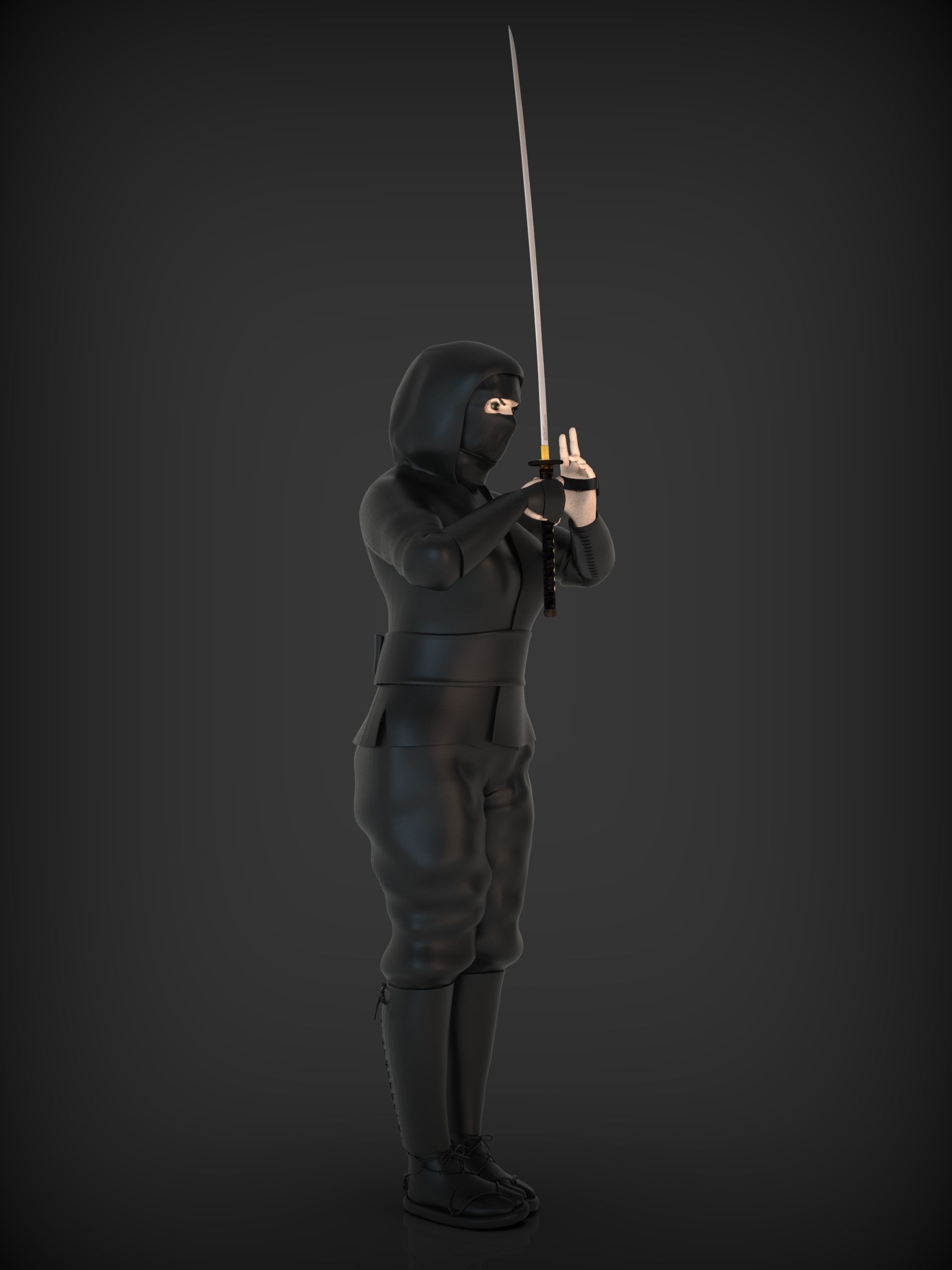 NINJA WOMEN WITH KATANA 3D model_5