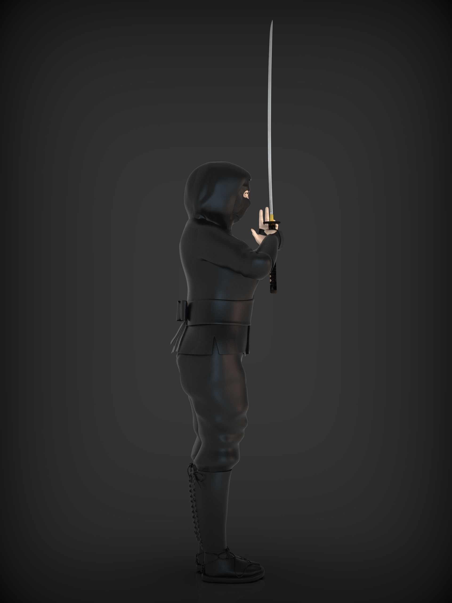 NINJA WOMEN WITH KATANA 3D model_6