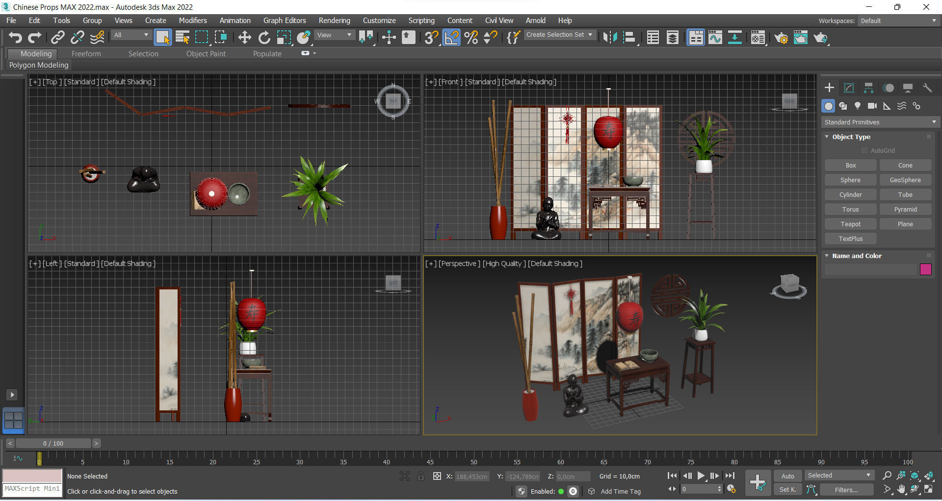 Chinese Props Low-poly 3D model_10
