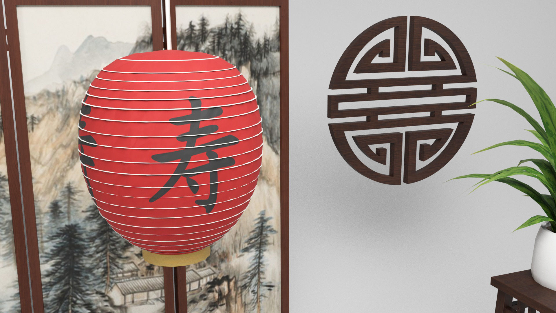 Chinese Props Low-poly 3D model_6