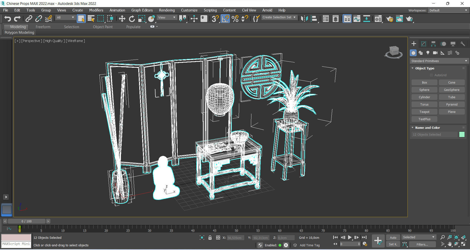 Chinese Props Low-poly 3D model_12